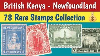 British Stamps Collection From Kenya to Newfoundland  78 Rare and Expensive Philatelic Pieces [upl. by Anahsirk]