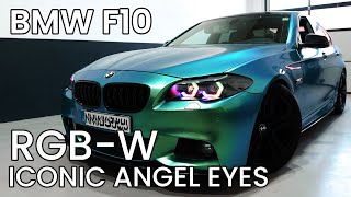 SCHEINWERFERUMBAU BEIM BMW F10 MIT ICONIC ANGEL EYES I BKM ELECTRIC [upl. by Wiggins]