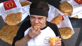 Eating 17 Mcdonalds Hash Browns in 1 Minute [upl. by Gavrila]