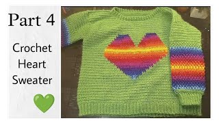 Beautiful Green Crochet Heart SweaterPart 4Making the Heartcrochetworld crochetlove [upl. by Hynda]