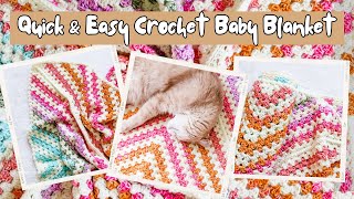 FAST amp EASY GRANNY STRIPE BABY BLANKET  Free Daphne Afghan Crochet Pattern for Beginners [upl. by Ayek]