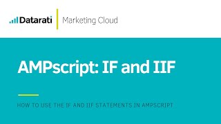 SFMC IF and IIF Statements in AMPscript [upl. by Belvia]