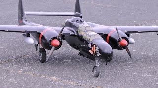 LARGE 16 SCALE P61 BLACK WIDOW NIGHT FIGHTER  JAN HERMKENS  AT TIBENHAM FLYIN  2014 [upl. by Denzil998]