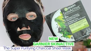 NEW Garnier SkinActive The Super Purifying Charcoal Sheet Mask  Nicole Chantell [upl. by Neztnaj]