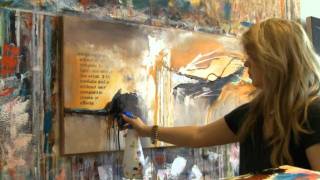 Abstract acrylic painting demo  Acrylmalen abstrakt im Großformat [upl. by Leahcimluap555]