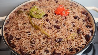 How To Make Authentic Jamaican Rice And Peas Step By Step Recipe  Riceamppeas Caribbean Food [upl. by Karlow]