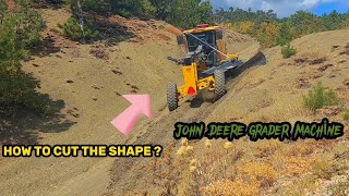 JOHNDEERE670GP GRADERS MACHİNE HOW TO CUT THE SHAPE  EĞİM KESEN GREYDER [upl. by Yendor]