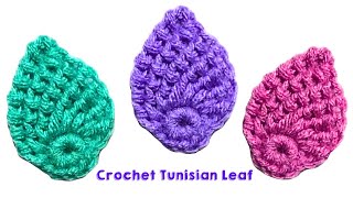 Tunisian Leaf DIY Crochet Tunisian Leaf Tutorial for Beginners  Leaf Free pattern [upl. by Drooff]