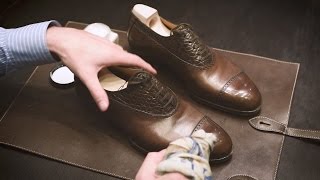 How to Condition amp Polish Calfskin Leather Shoes [upl. by Aniles]