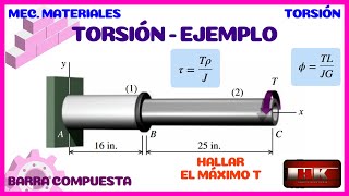 TORSION Y ANGULO DE GIRO EN BARRAS COMPUESTAS EJEMPLO 👨‍🏫 [upl. by Betz763]