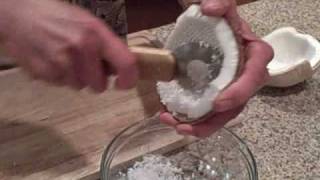 Hand Held Coconut Scaper and Grater makes Coconut Shreds [upl. by Fidelio880]