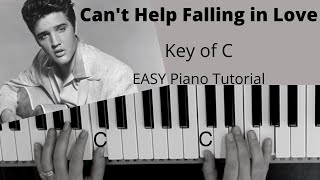 Cant Help Falling In Love Elvis Presley Key of CEASY Piano Tutorial [upl. by Irene]