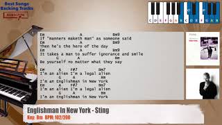 🎹 Englishman In New York  Sting Piano Backing Track with chords and lyrics [upl. by Carny]