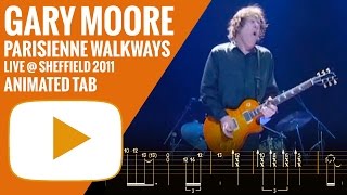 GARY MOORE  PARISIENNE WALKWAYS  Guitar Tutorial  Animated Tab [upl. by Ogram]