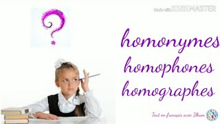 Homonymes  homophones homographes [upl. by Guido578]