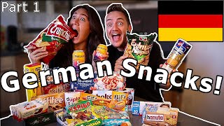 American Girlfriend Tries GERMAN SNACKS amp CANDY Part 1 [upl. by Abehsile166]