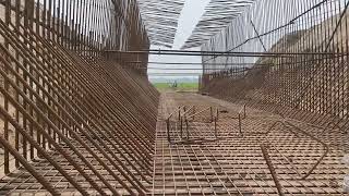 box culvert reinforcement binding work progress railway project  Bridge work rdso drawing followg [upl. by Sparks]