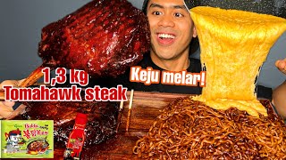 MUKBANG 13 TOMAHAWK STEAK MANDI SAUS SAMYANG  SAMYANG NUCLER  KEJU MELAR [upl. by Liartnod]