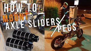 HOW TO MOUNT AXLE SLIDERS  PEGS ON YOUR SUPERMOTO [upl. by Nnyl]