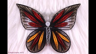 Quilling Butterfly Tutorial  Paper Butterfly  Quilling paper  فراشة ورقية  فن لف الورق [upl. by Ayenat788]