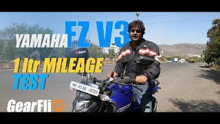 Yamaha FZ V3  1Ltr Mileage Test  GearFliQ [upl. by Siroled]