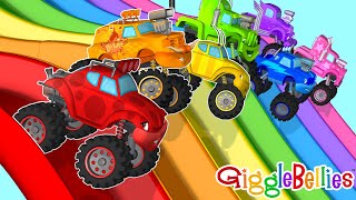 Monster Trucks Desert Adventure Park  Monster Trucks Learning Videos For Kids  GiggleBellies [upl. by Davide486]