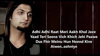 Adhi Adhi Raat  Bilal Saeed  Twelve  Lyrics Video Punjabi Song [upl. by Ativet173]