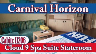 Cloud 9 Spa Suite Carnival Horizon Stateroom Tour 11206 [upl. by Anert]