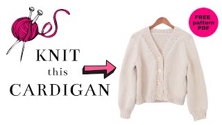 Knit an Easy Button Cardigan  FREE Knitting Pattern  Tutorial [upl. by Allerbag]