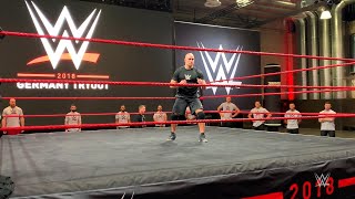 See how WWE hopefuls begin a WWE tryout [upl. by Akihsay231]