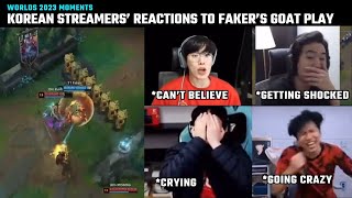 Korean Streamers reaction to Fakers biggest play at Worlds  T1 vs JDG  Worlds 2023 Semifinal [upl. by Tuddor]