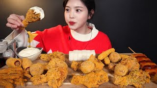 SUB뿌링클 특집🍗✨닭다리 뿌링핫도그 치즈볼 뿌링감자 소떡소떡 사이드까지 치킨 먹방 리얼사운드 Bburinkle Chicken mukbang asmr [upl. by Celinka196]