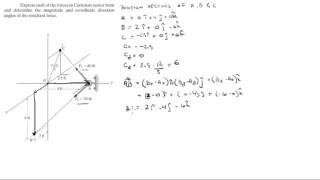 Find the Cartesian form of the forces and find the resultant force [upl. by Ahseryt]