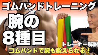 ゴムバンドチューブトレーニングを使った腕上腕、前腕の筋トレ8種目！初心者に分かりやすく解説 [upl. by Assilanna308]