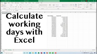 Using Excel to Calculate Working Days Including Holidays and Part Time Working [upl. by Enyamrahc]