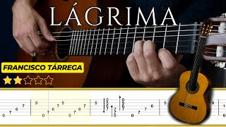 LÁGRIMA Preludio 🎸 Francisco Tárrega  Tutorial para Guitarra Clásica  TABS [upl. by Aratihc]