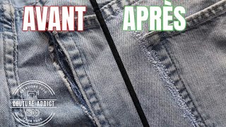 👖Comment RÉPARER un JEANS DÉCHIRÉ ✂️ TUTO COUTURE [upl. by Draw142]