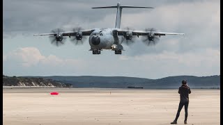 Huge Airbus A400M Atlas makes spectacular beach landing [upl. by Vigen855]