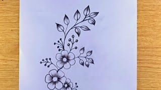 Flower design drawing with pencil for kids [upl. by Hortense]