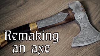 Remaking axe  decorating a cheap axe to Viking inspired axe [upl. by Adnohsor]