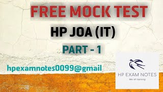 HP JOAIT FREE FIRST MOCK TEST PART 1  JOA IT PREPARATION [upl. by Assirt]