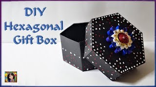 DIY Hexagonal Gift Box  Easy Paper Gift Box  Hexagon [upl. by Aney]