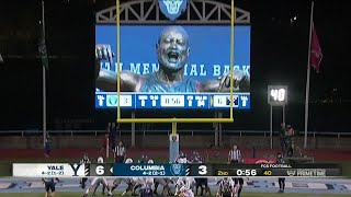 Columbia uses Dwyane Wades statue to distract Yales kicker 😅  ESPN College Football [upl. by Lilah]