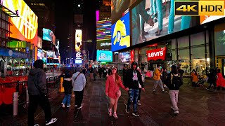 Times Square Neon Wonderland of Manhattan at Night  2023  A Walking Tour 4K HDR [upl. by Stetson690]