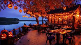 Jazz Relaxing Music  Cozy Fall Coffee Shop 🍂Smooth Jazz Instrumental Music with Crackling Fireplace [upl. by Pegg]