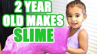 2 YEAR OLD MAKES SLIME [upl. by Claybourne]