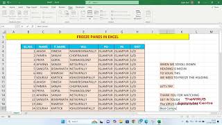 Freeze Panes in Excel [upl. by Gianna]