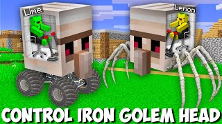 How to CONTROL A IRON GOLEM HEAD in Minecraft  SCARY SPIDER vs SUPER CAR GOLEM HEAD [upl. by Seilenna53]