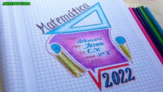 INCREIBLE como dibujar Caratula de MATEMATICA  Portadas [upl. by Cart87]