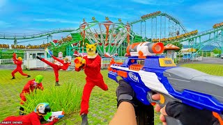 Nerf War  Amusement Park Battle 44 Nerf First Person Shooter [upl. by Suhpesoj594]